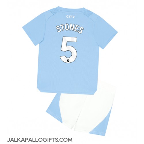 Manchester City John Stones #5 Koti Peliasu Lasten 2023-24 Lyhythihainen (+ Lyhyet housut)